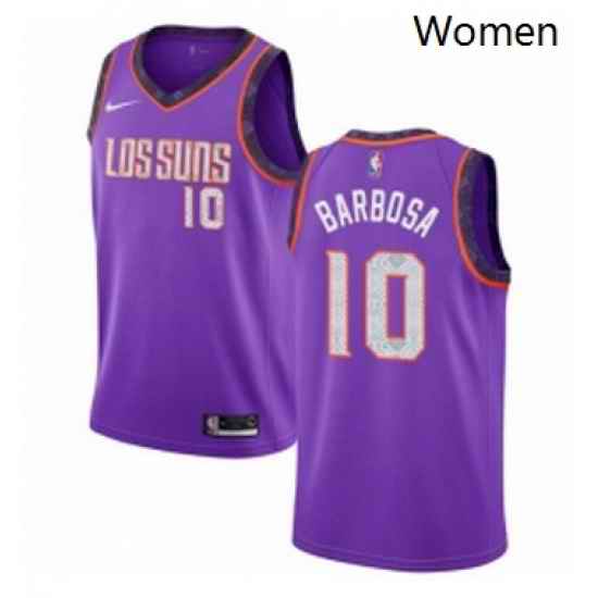 Womens Nike Phoenix Suns 10 Leandro Barbosa Swingman Purple NBA Jersey 2018 19 City Edition